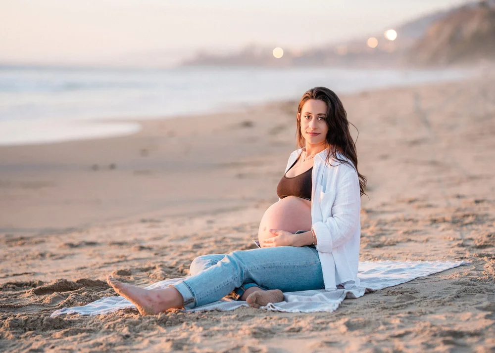 The Saltarelli family during their maternity session at Strands Beach