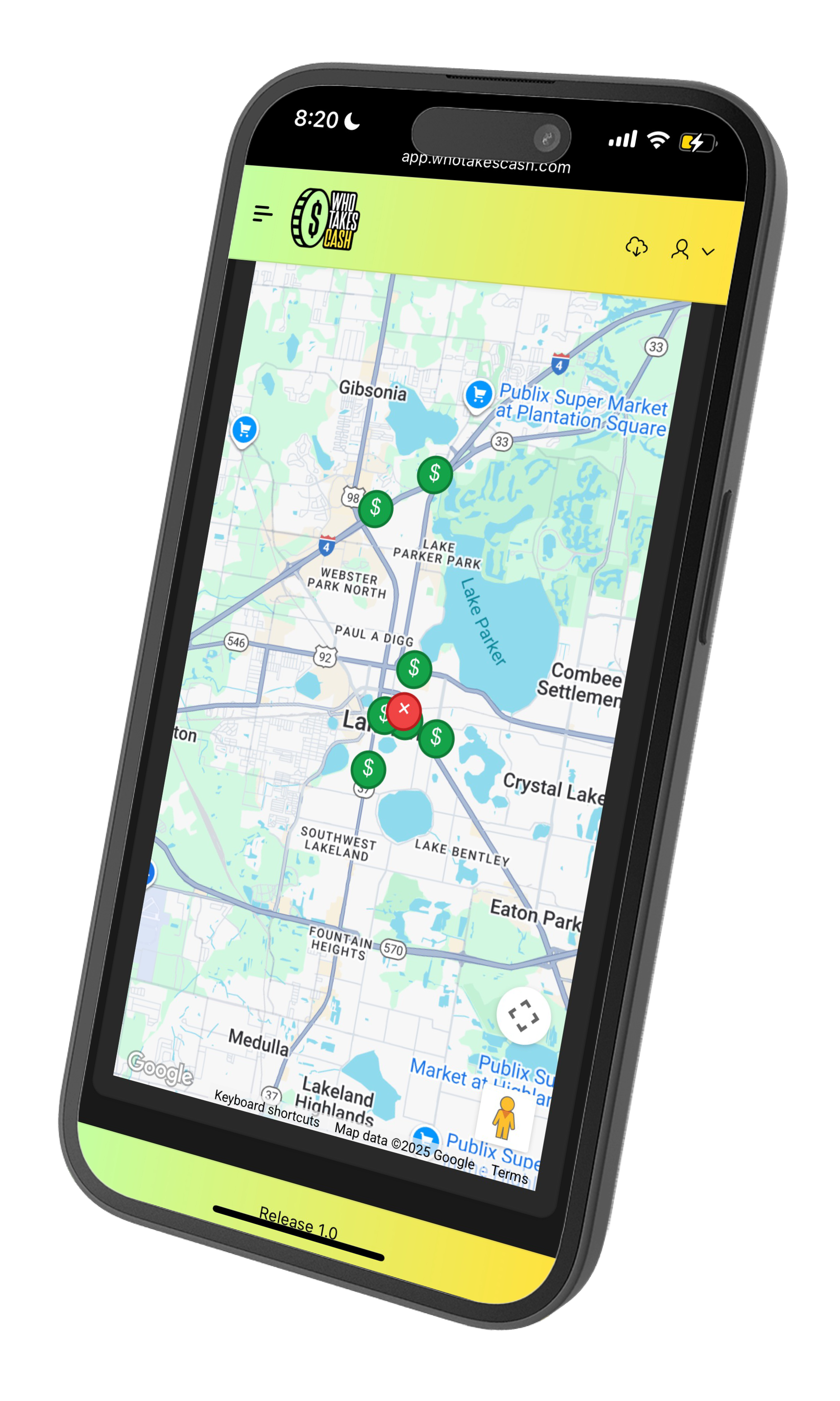 Who Takes Cash app map view