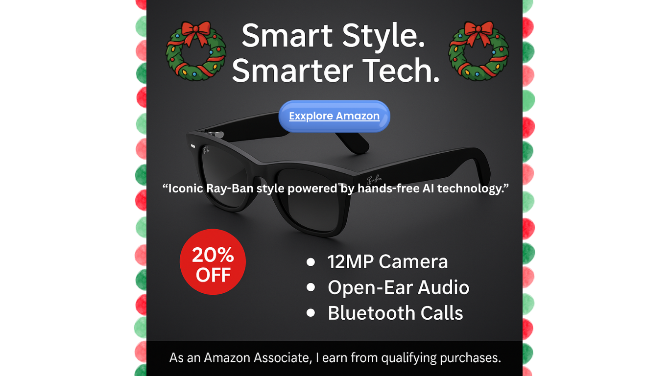 Smart Style Smarter Tech Ray-Ban Meta smart glasses with 12MP camera open-ear audio Bluetooth calls 20 percent off