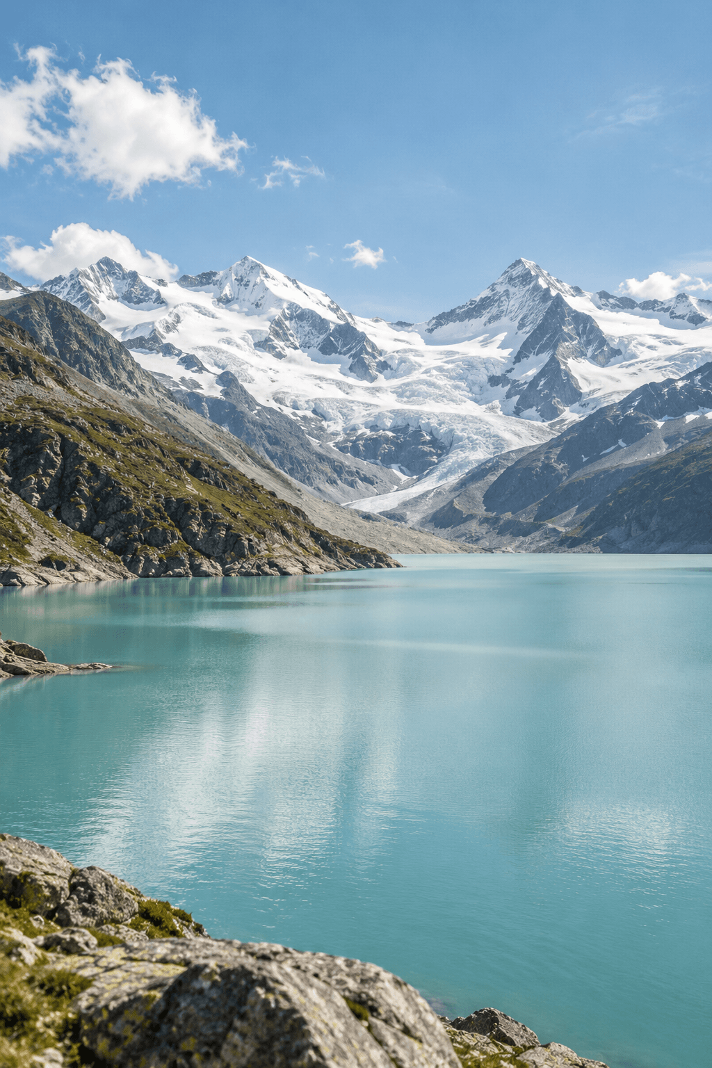 Lac alpin et montagnes du Valais