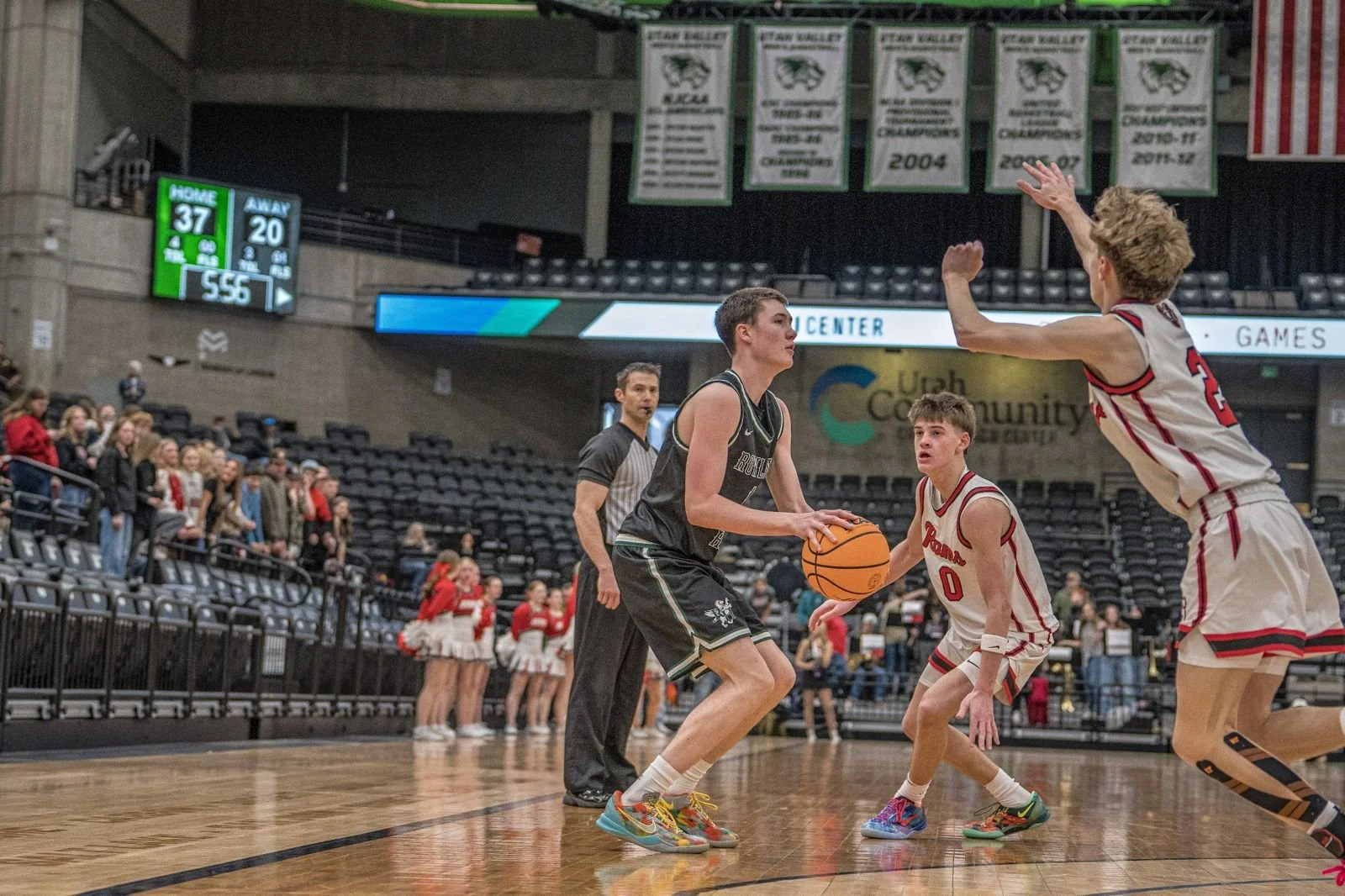 Jrue Miller looks to attack during the 2A state tournament at the UCCU Center