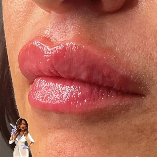 Close-up lip image with IVY clinician branding