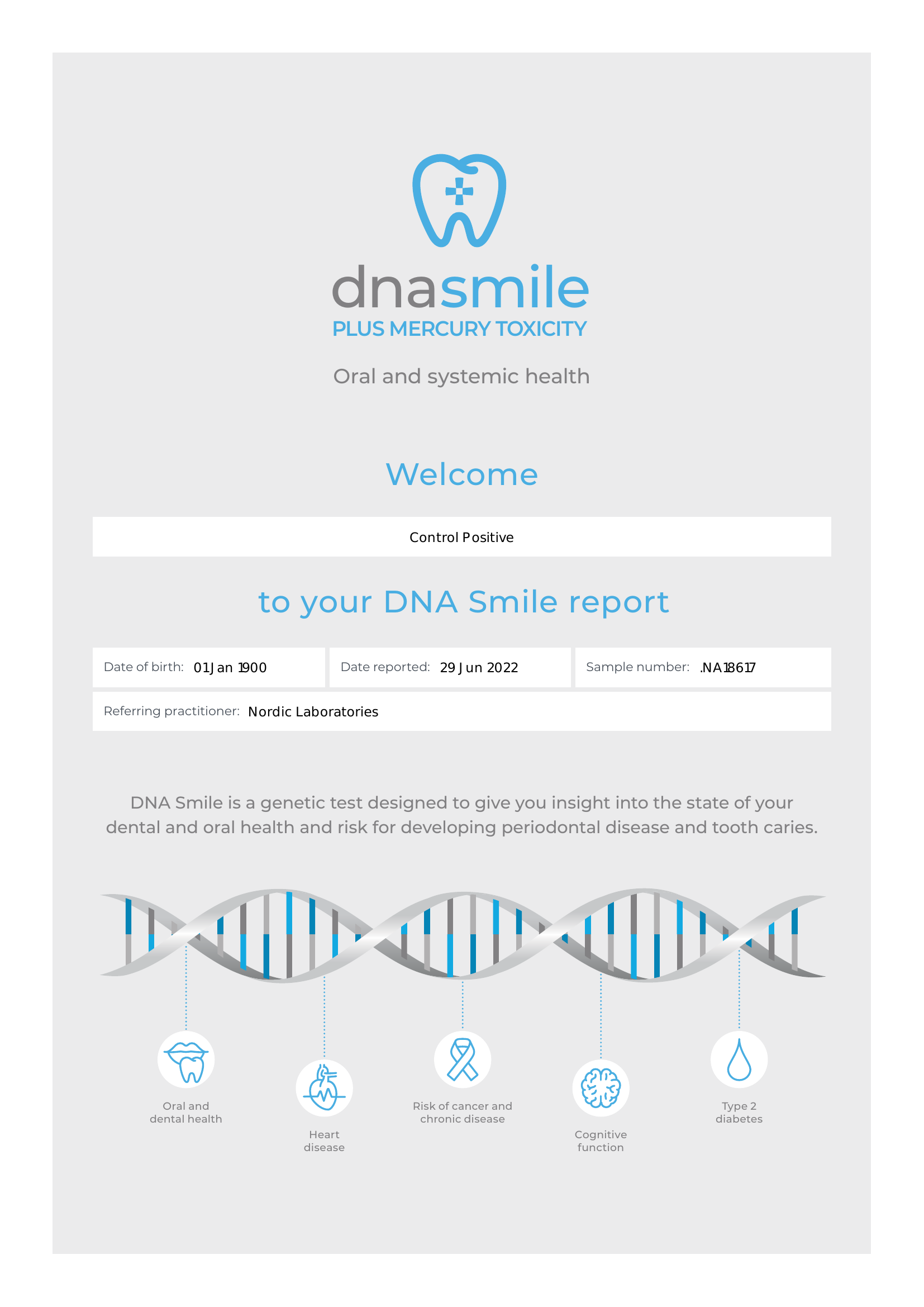Sample genetic report overview