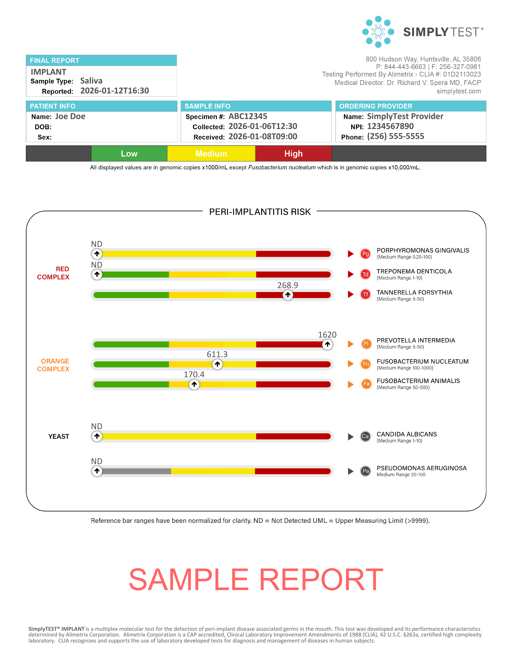 Sample dental implant test report