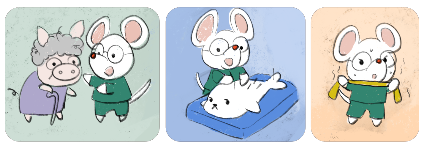 Dr. Shu treating patients illustrated by Shubaobao Art