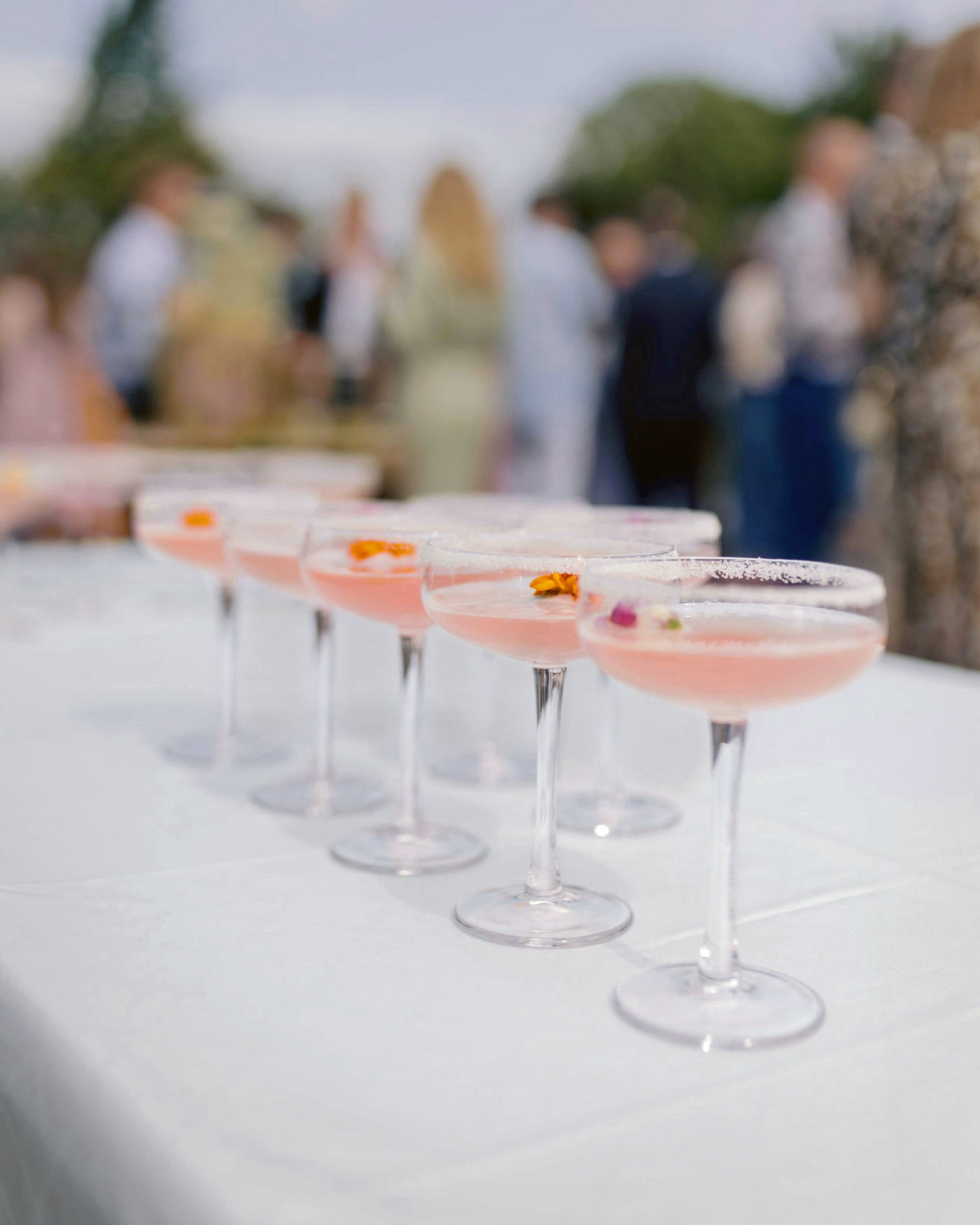 Row of matching cocktails