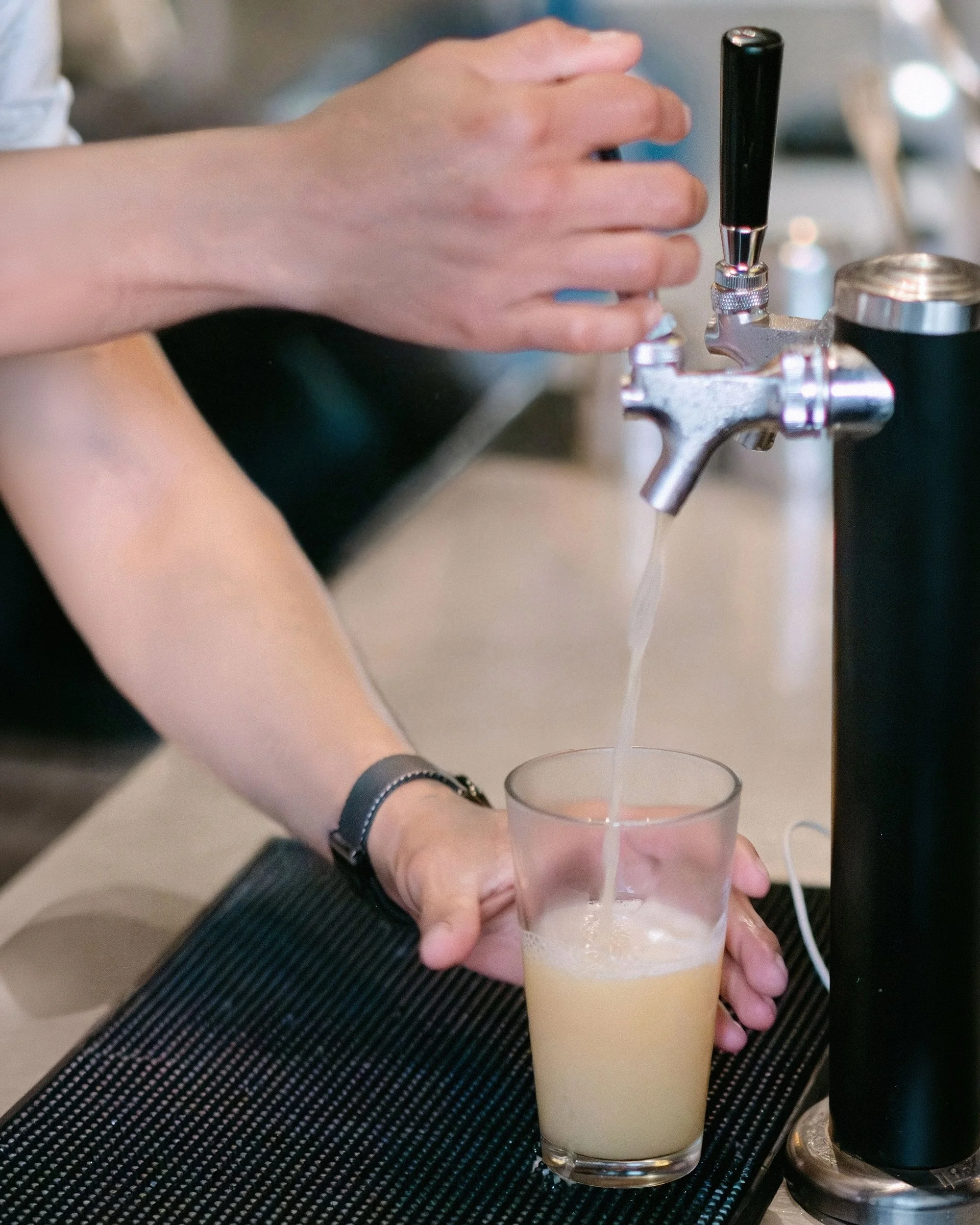 Pouring a drink on draft