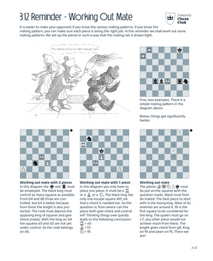 An actual illustrated Chess Steps reminder page used in the Academy program.