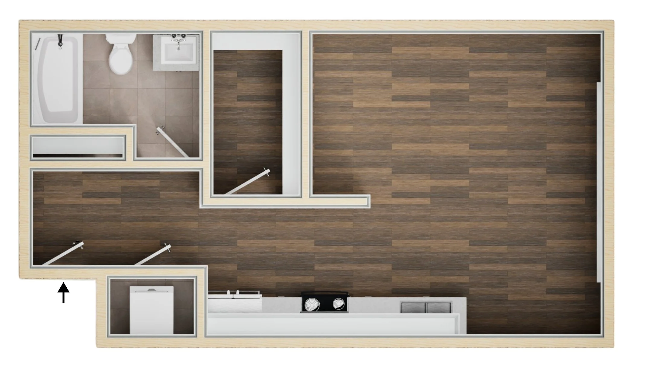 Studio A1 3D floor plan