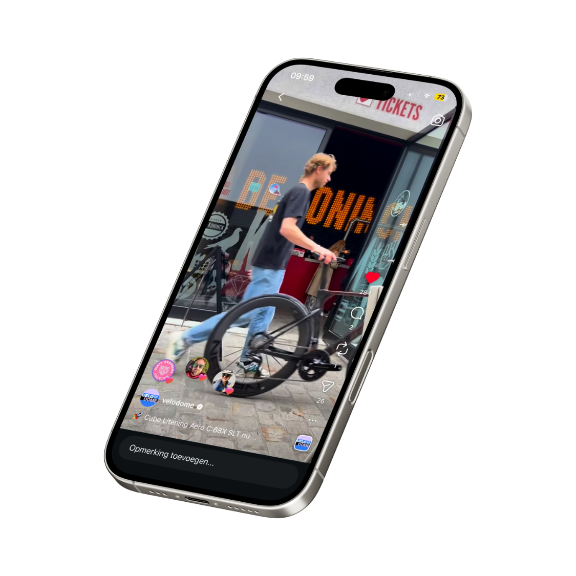 Velodome Instagram reel, social media beheer door Nils
