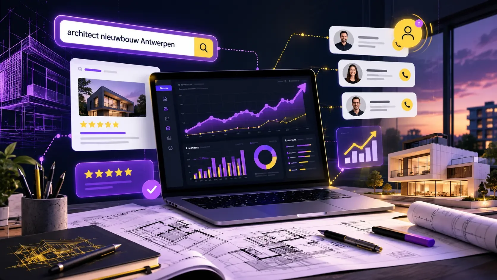Online marketing dashboard voor architectenbureau
