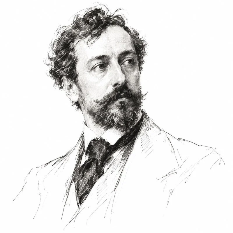 Illustrated portrait of Mariano Fortuny