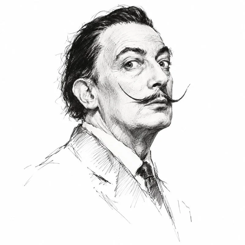 Illustrated portrait of Salvador Dalí
