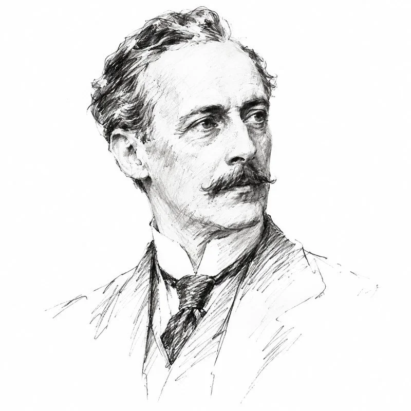 Illustrated portrait of Arthur Lasenby Liberty