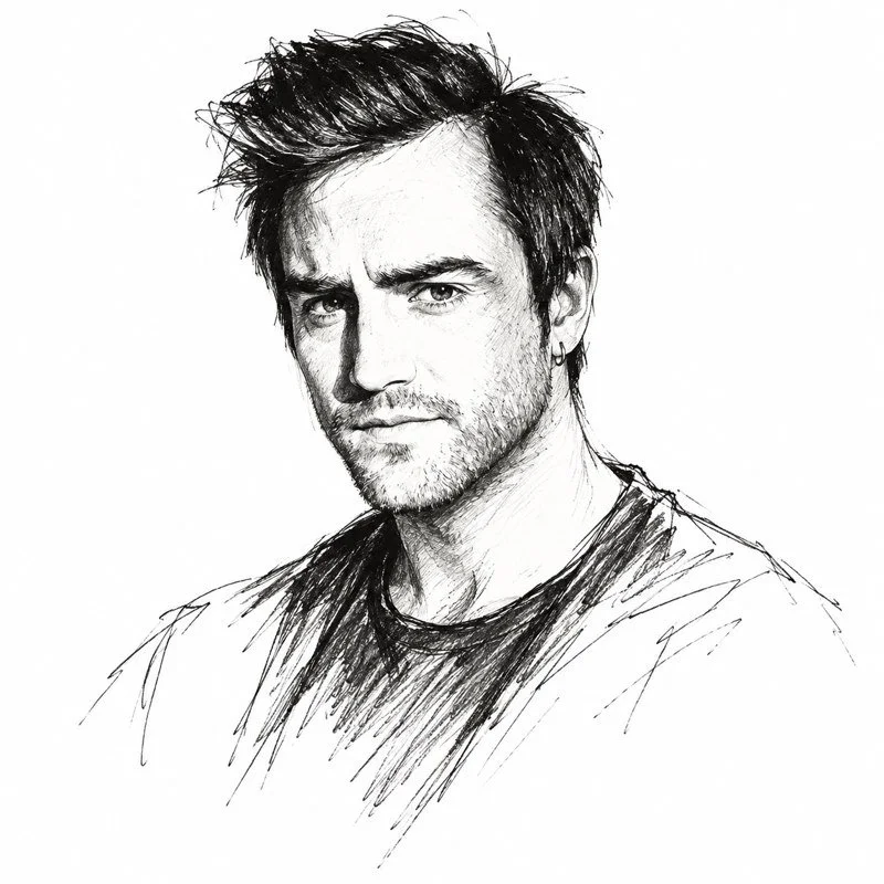 Illustrated portrait of Ugo Gattoni