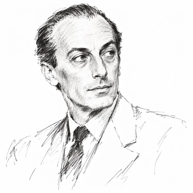 Illustrated portrait of Emilio Pucci