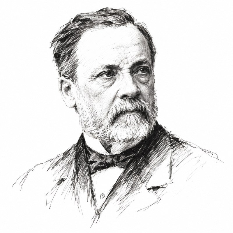 Illustrated portrait of Louis Pasteur