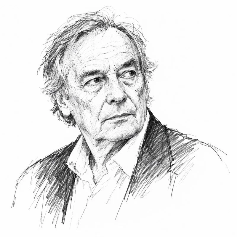 Illustrated portrait of Daniel Buren