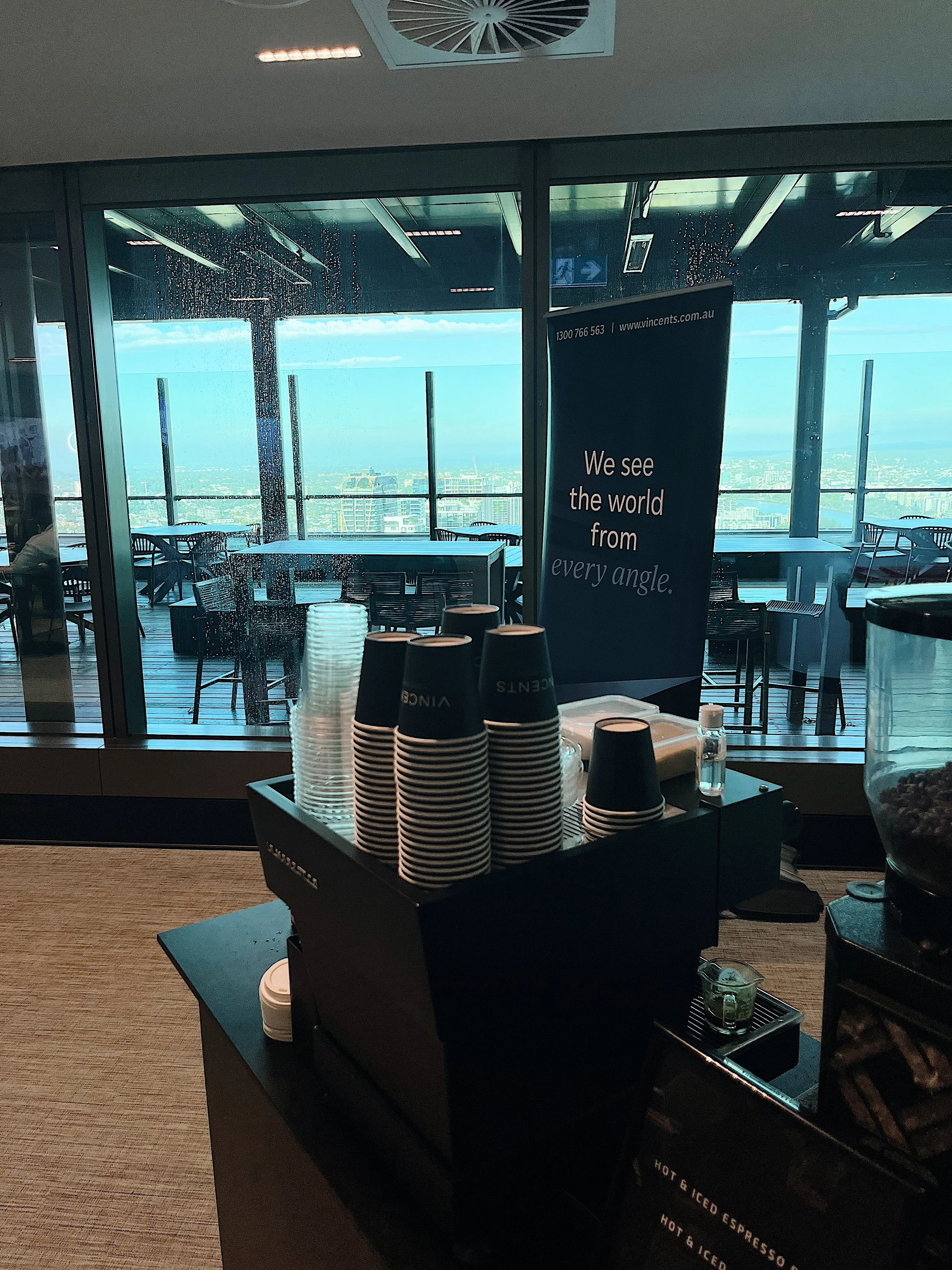 Barista serving coffee at a corporate event