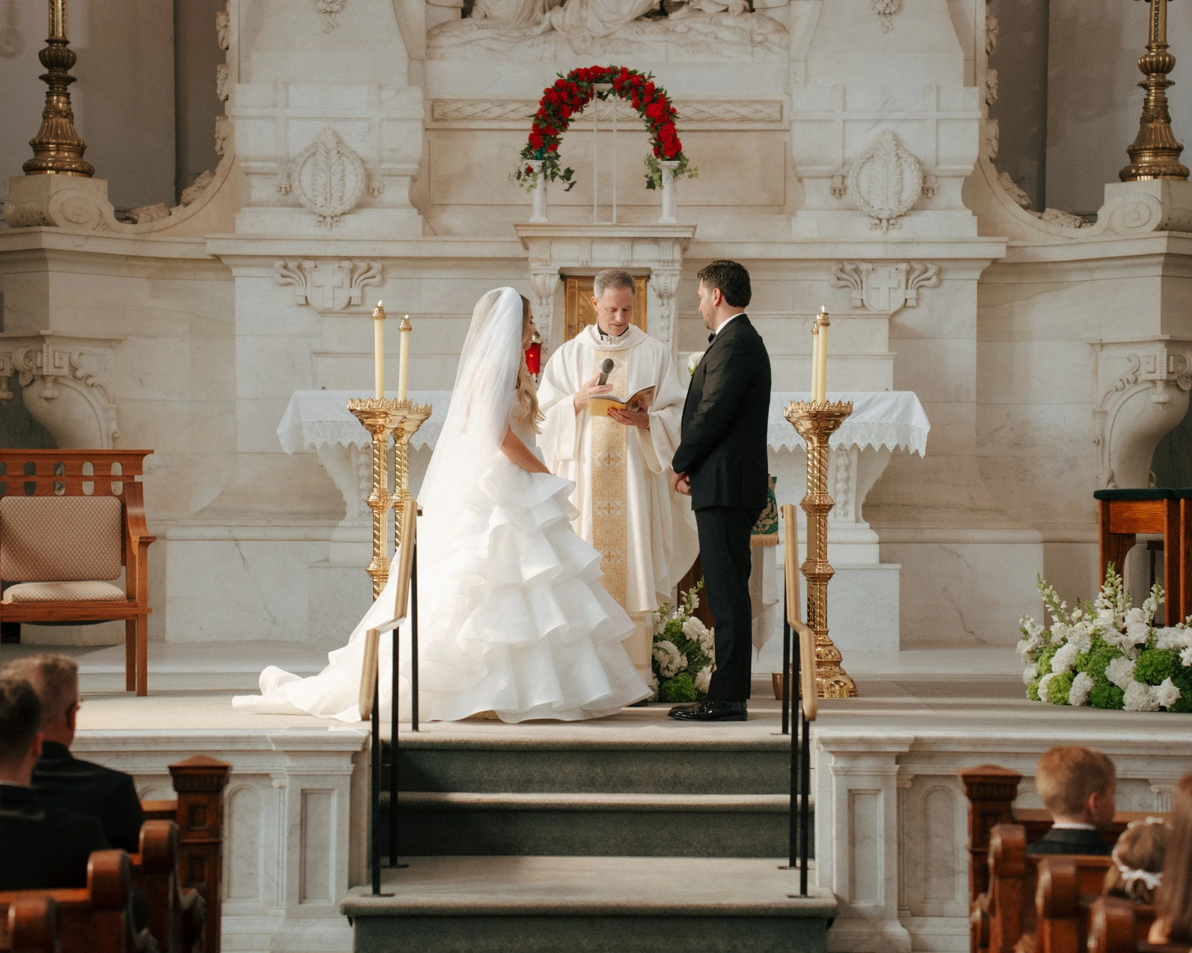 A couple at the altar during their ceremony