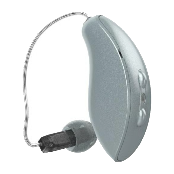 Starkey Omega AI mRIC R hearing aid in Silver