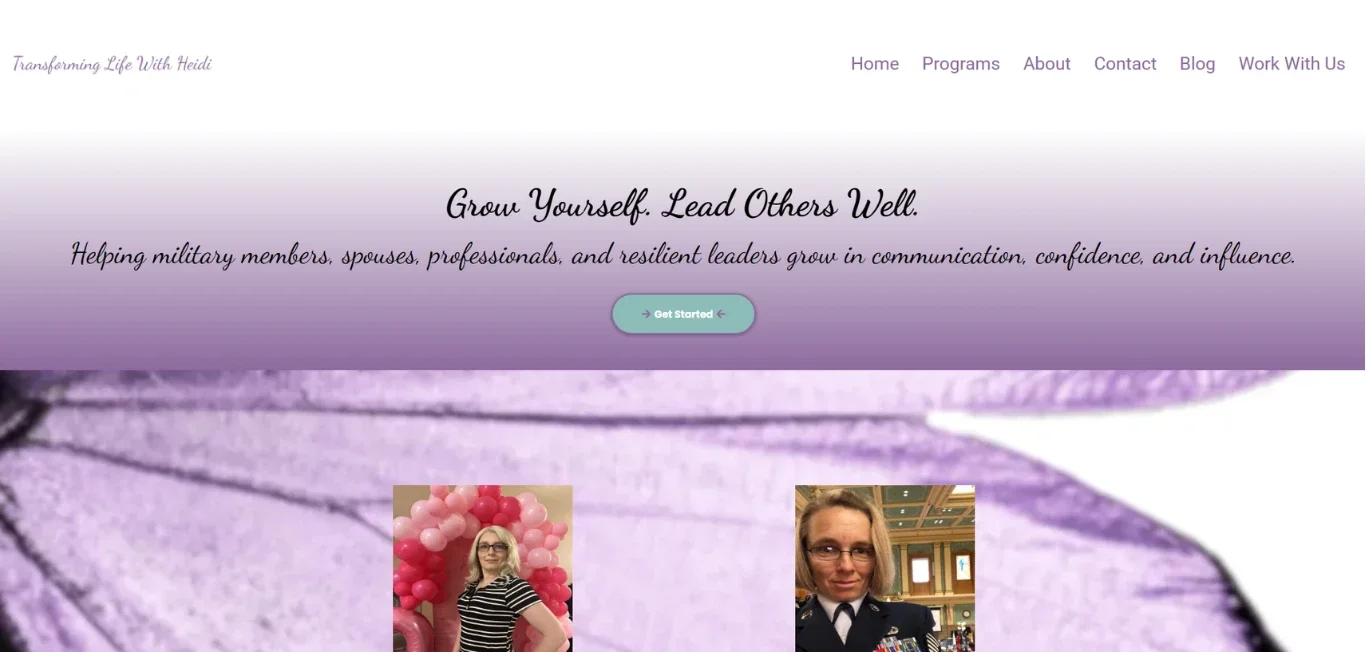 Website hero before Novum Creative rebuild