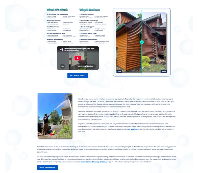 Hot Shot Pressure Washing house cleaning section by Novum Creative