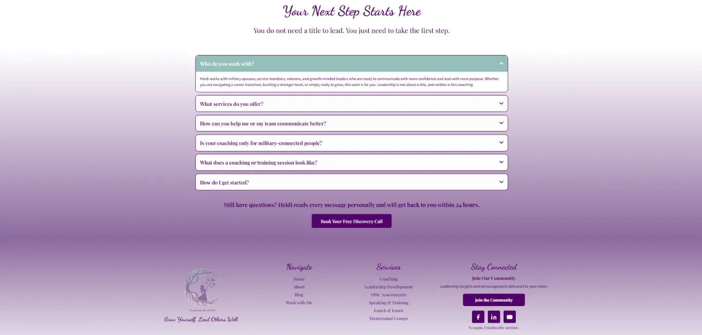 FAQ section after Novum Creative rebuild