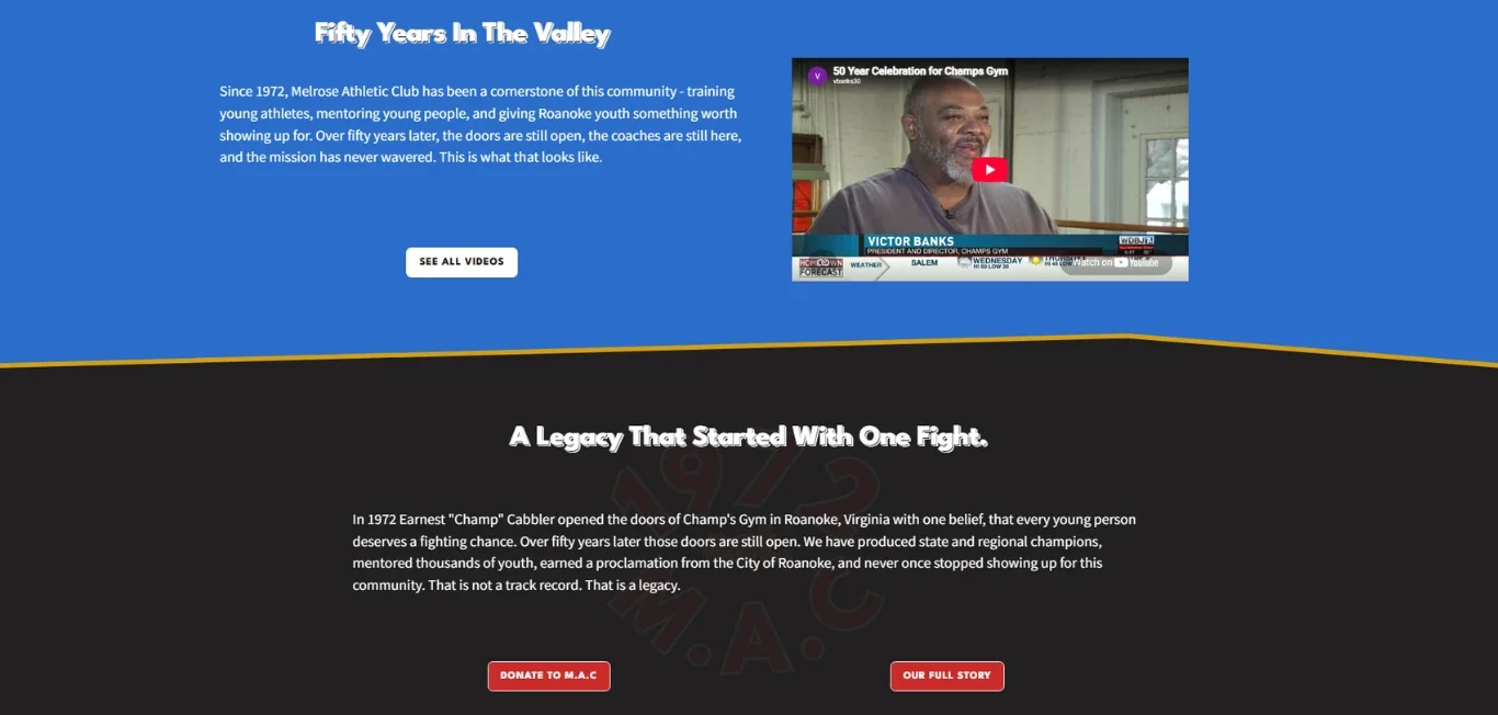 Melrose Athletic Club about section after Novum Creative