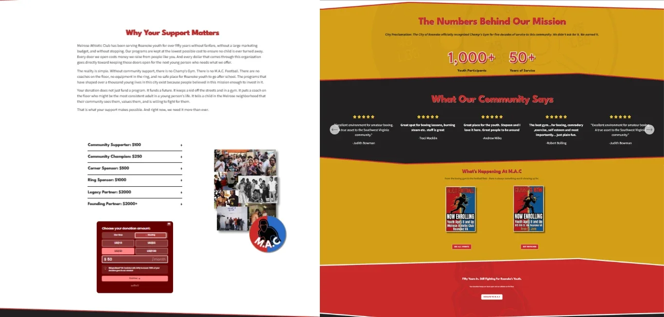 Melrose Athletic Club site section after Novum Creative
