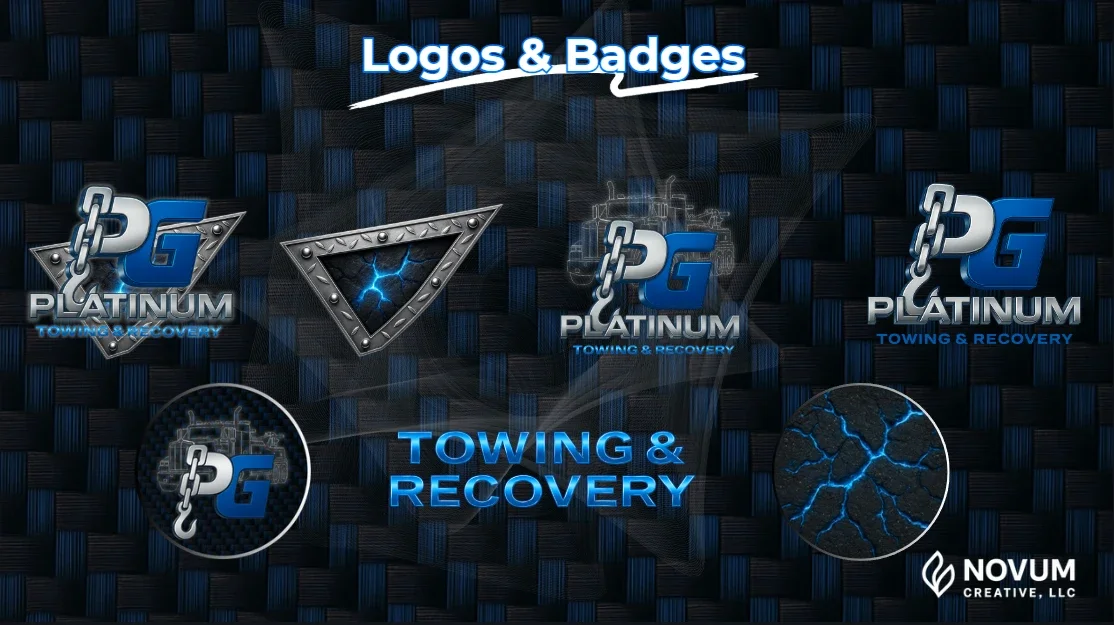 Platinum Towing and Recovery logos and badges designed by Novum Creative