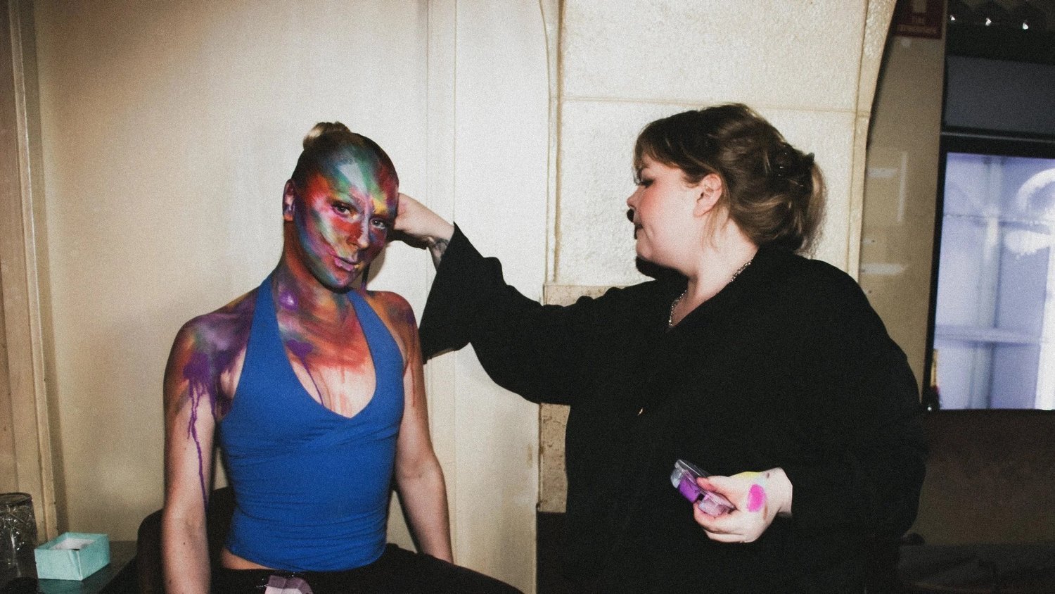 Savannah-Jane Tice, Sydney makeup artist, doing makeup on a client