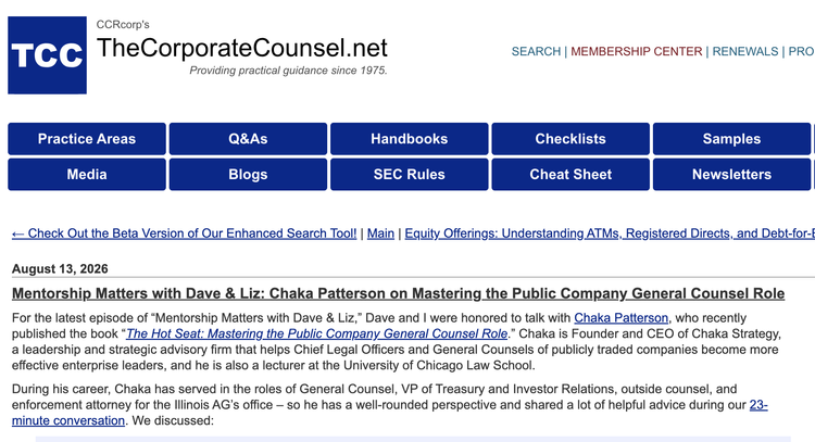 TheCorporateCounsel.net coverage
