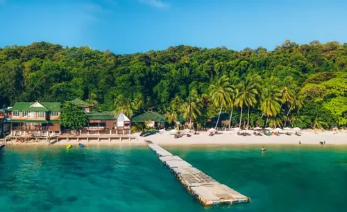 Aerial view of Tuna Bay Island Resort on Perhentian Besar