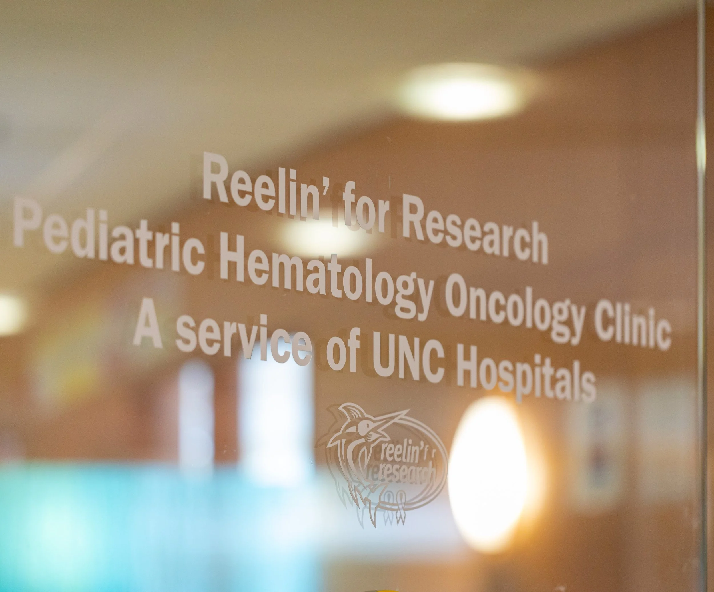 Reelin’ for Research Pediatric Hematology Oncology Clinic signage