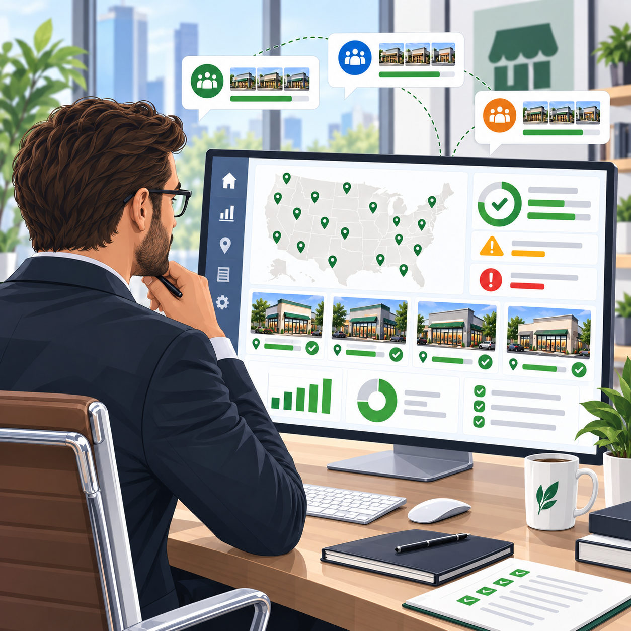 Franchise brand standards leader reviewing execution across multiple franchise groups