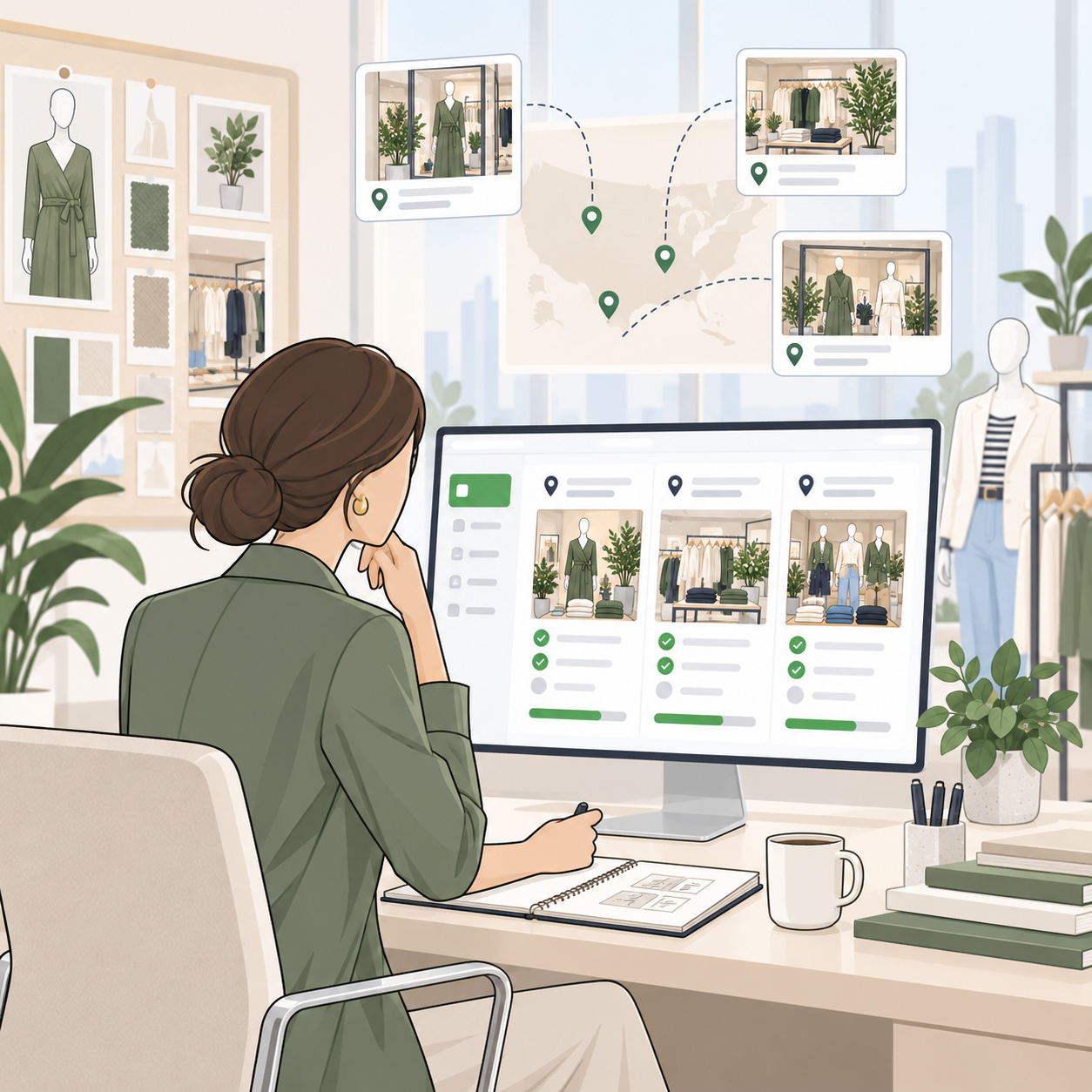 Apparel retail operations leader reviewing store execution across multiple locations