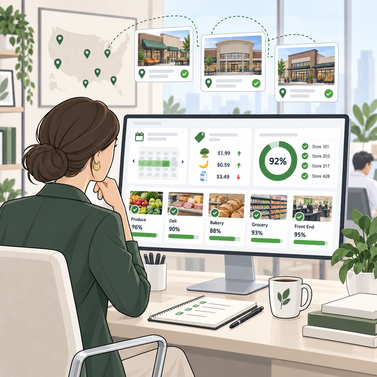 Grocery retail leader reviewing store execution across banners and departments
