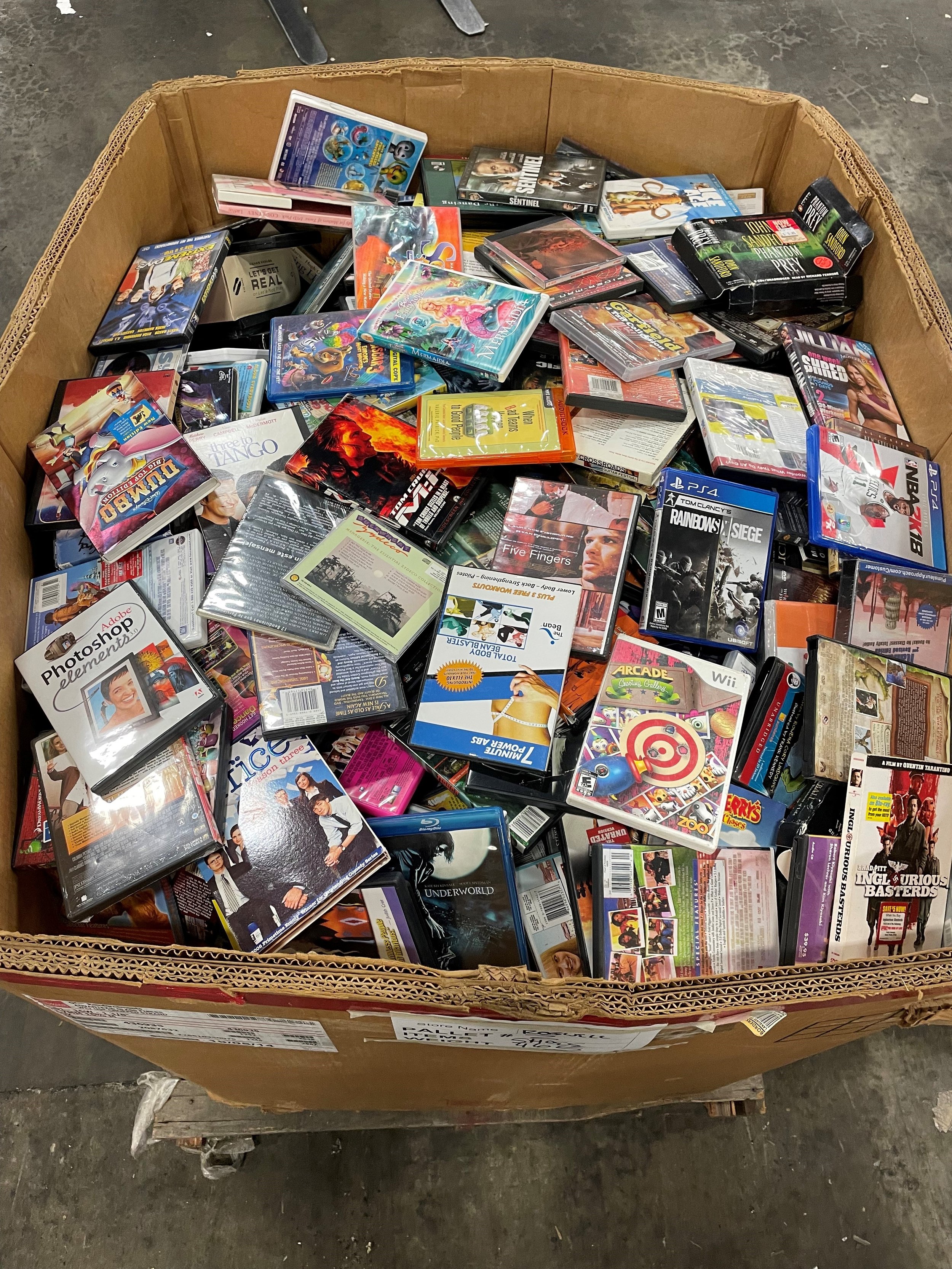 Mixed Media Wholesale Pallets - DVDs, CDs, Blu-rays, and Video Games