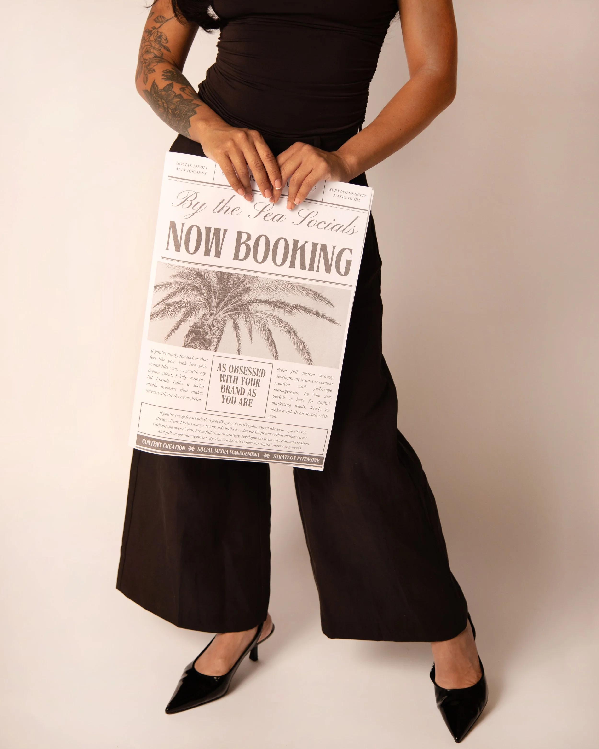 By the Sea Socials booking newspaper mockup
