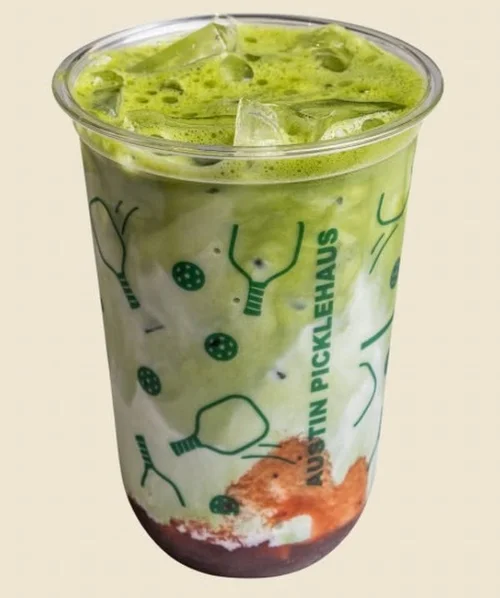 Strawberry Matcha at Austin Picklehaus Café