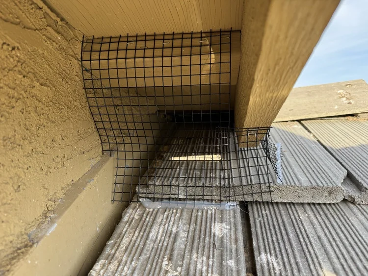Custom mesh closing an eaves opening