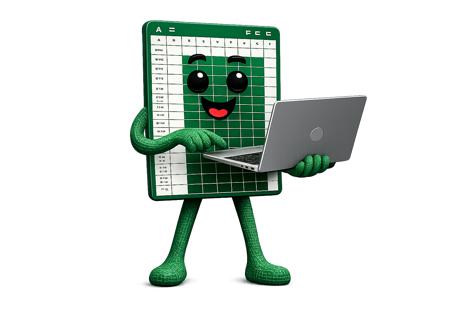 suiteSheets character holding a laptop