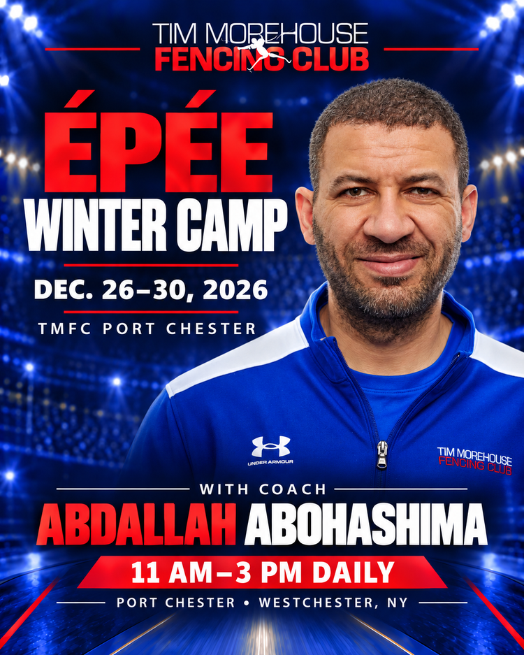 Épée Winter Camp at TMFC Port Chester with Coach Abdallah Abohashima, 11 AM–3 PM.