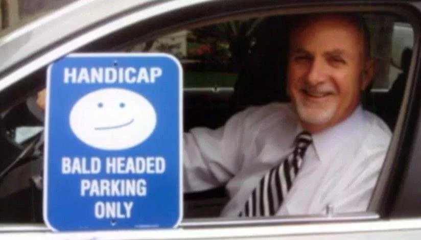 Gill Barnett's famous sense of humor — 'Bald Headed Parking Only'