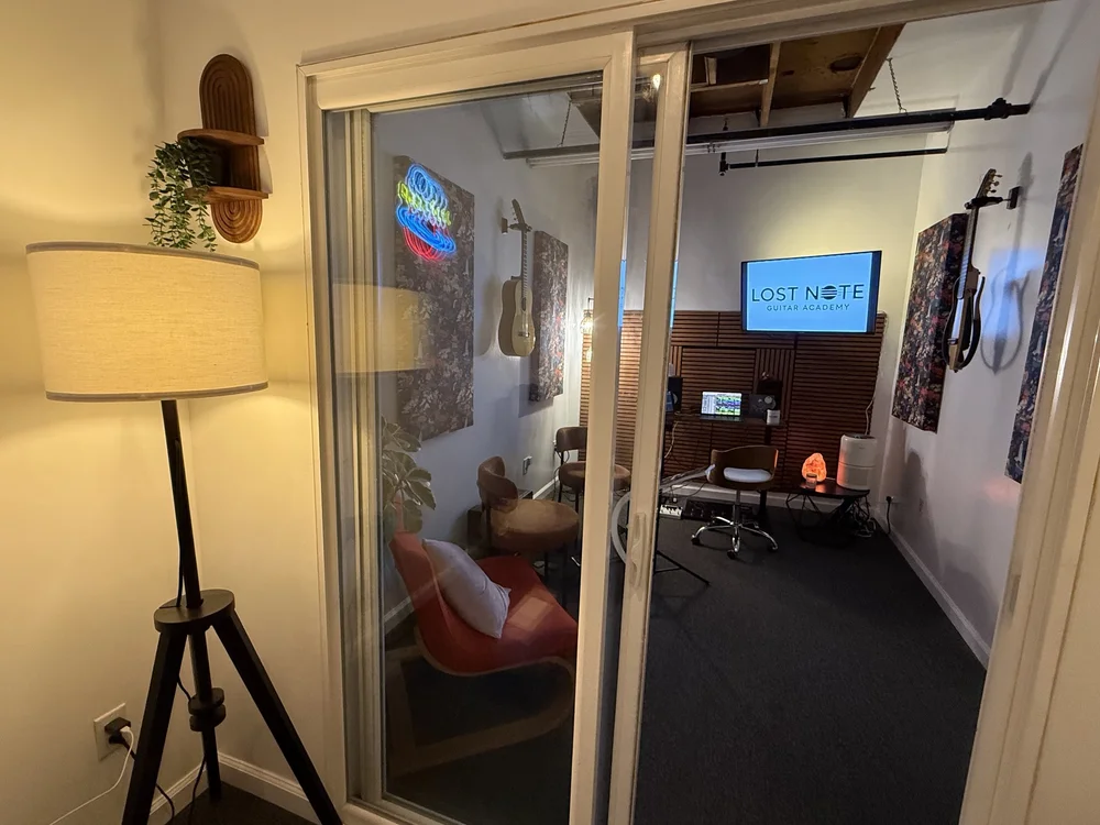 The teaching studio at Lost Note Guitar Academy in Mar Vista