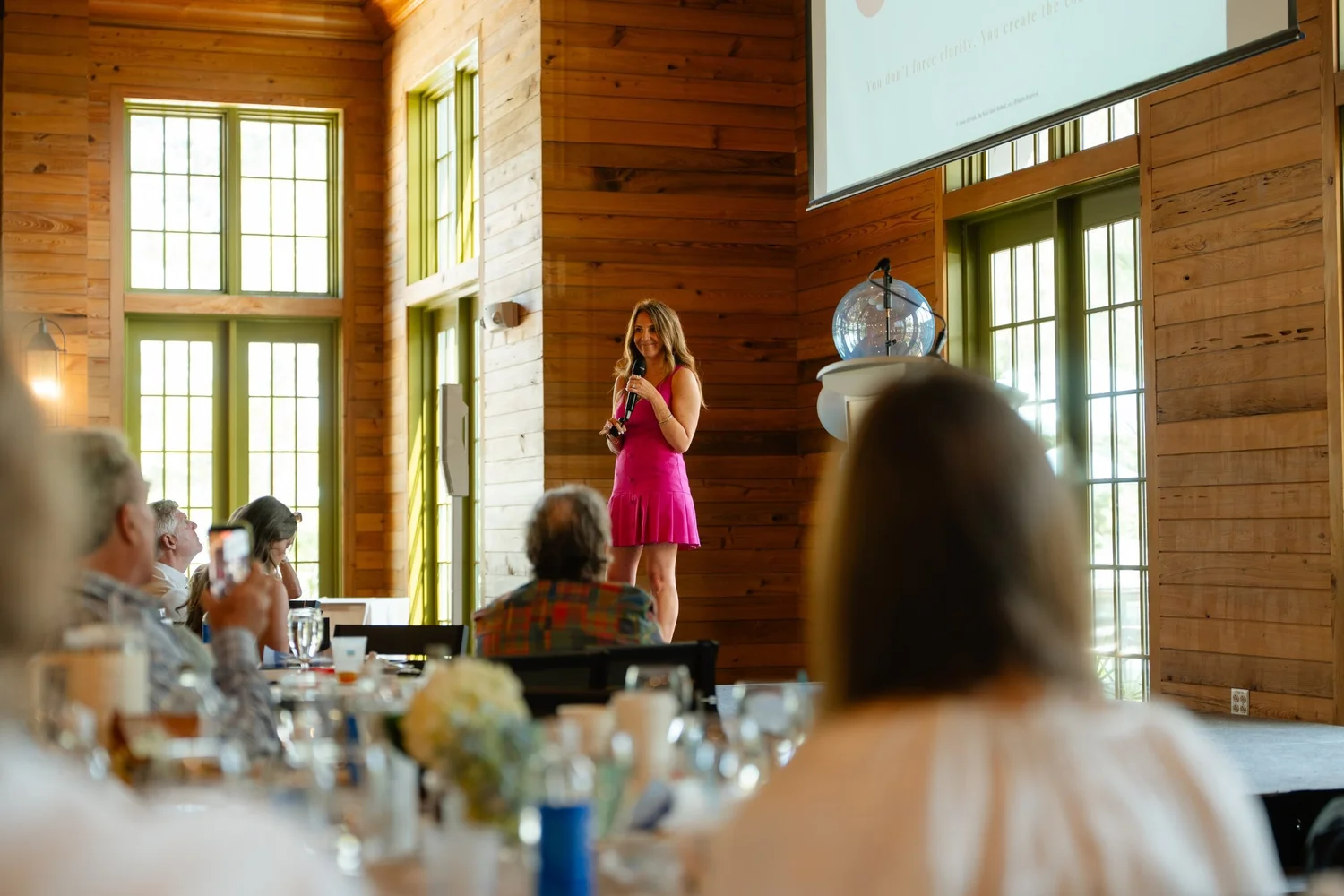Jessie Hrivnak speaking to agents at Compass 30A