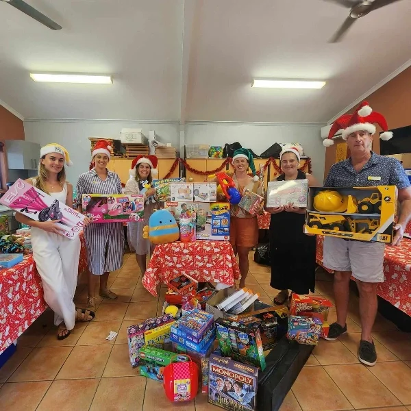 Community Christmas gift drive volunteers at Mossman Support Services