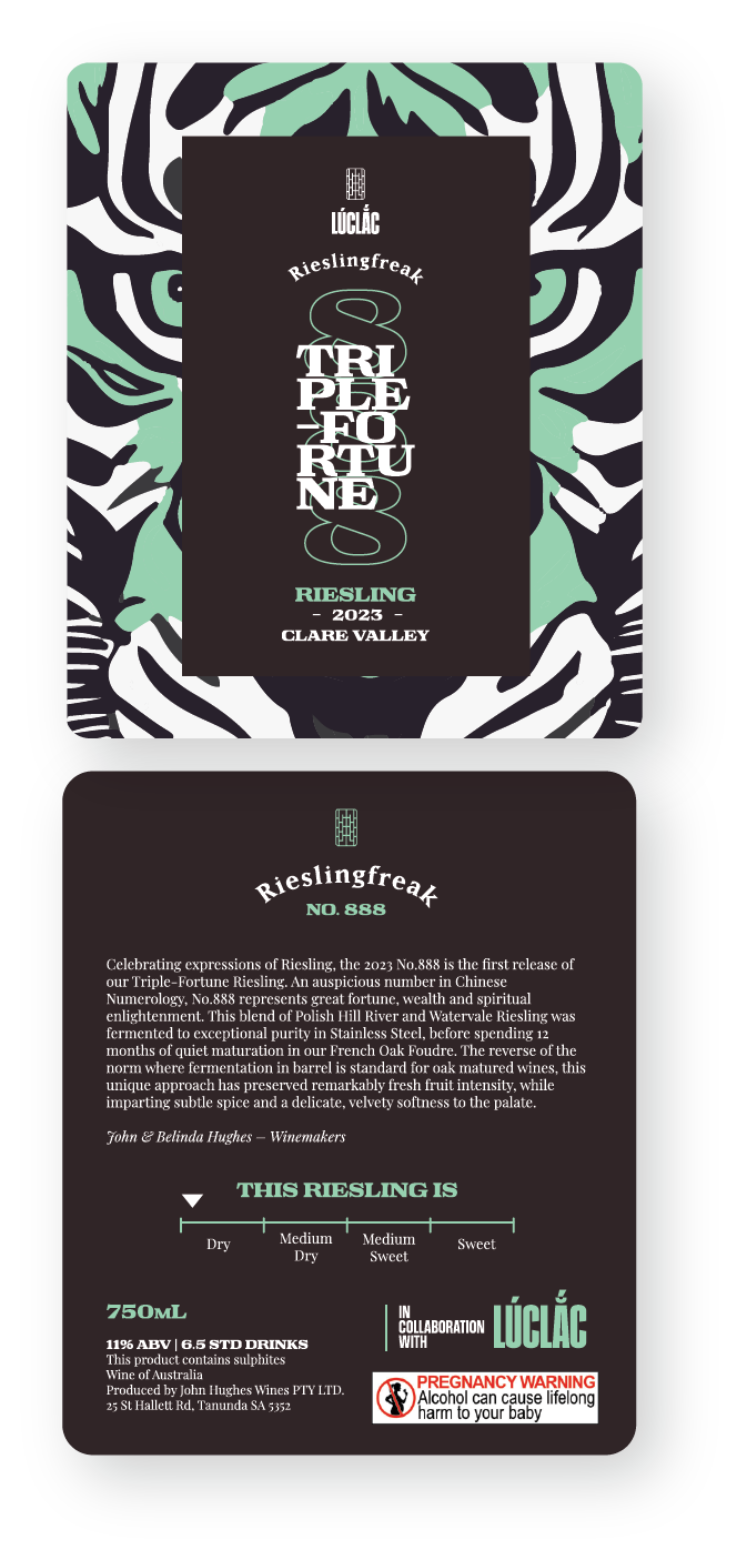 Luc Lac Rieslingfreak front and back labels