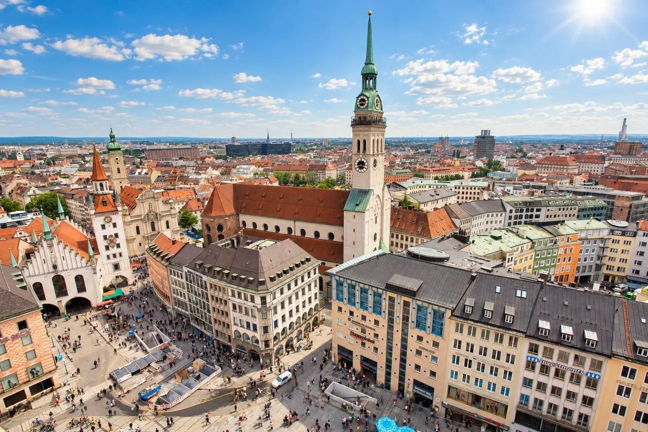Munich’s Old Town skyline around Marienplatz